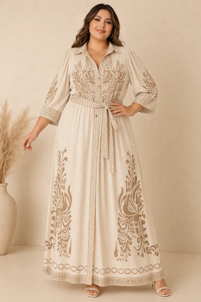Retrato elegante con vestido boho elegante.webp