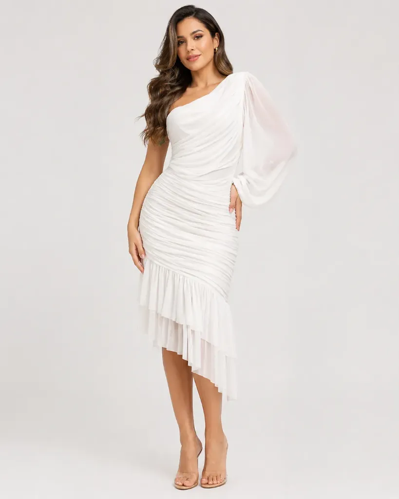 [Asimetrico y drapeado] Riviera Dress (S)