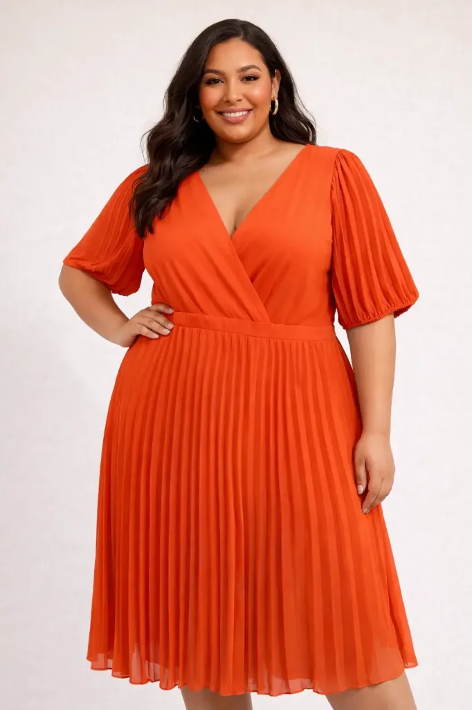 [Plus vestido plizado o] MG1312