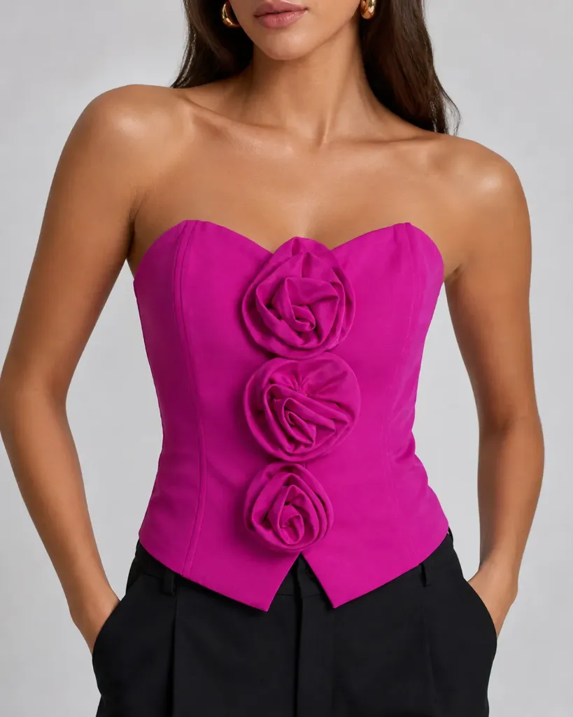 [Estraple con flores] 39943T (Rojo)