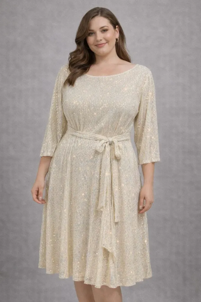 [Corte recto de lentejuelas satinadas] MG1323 (2XL)